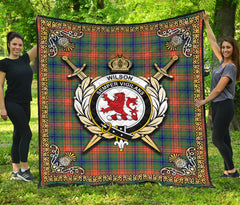 Wilson Ancient Tartan Crest Premium Quilt - Celtic Thistle Style