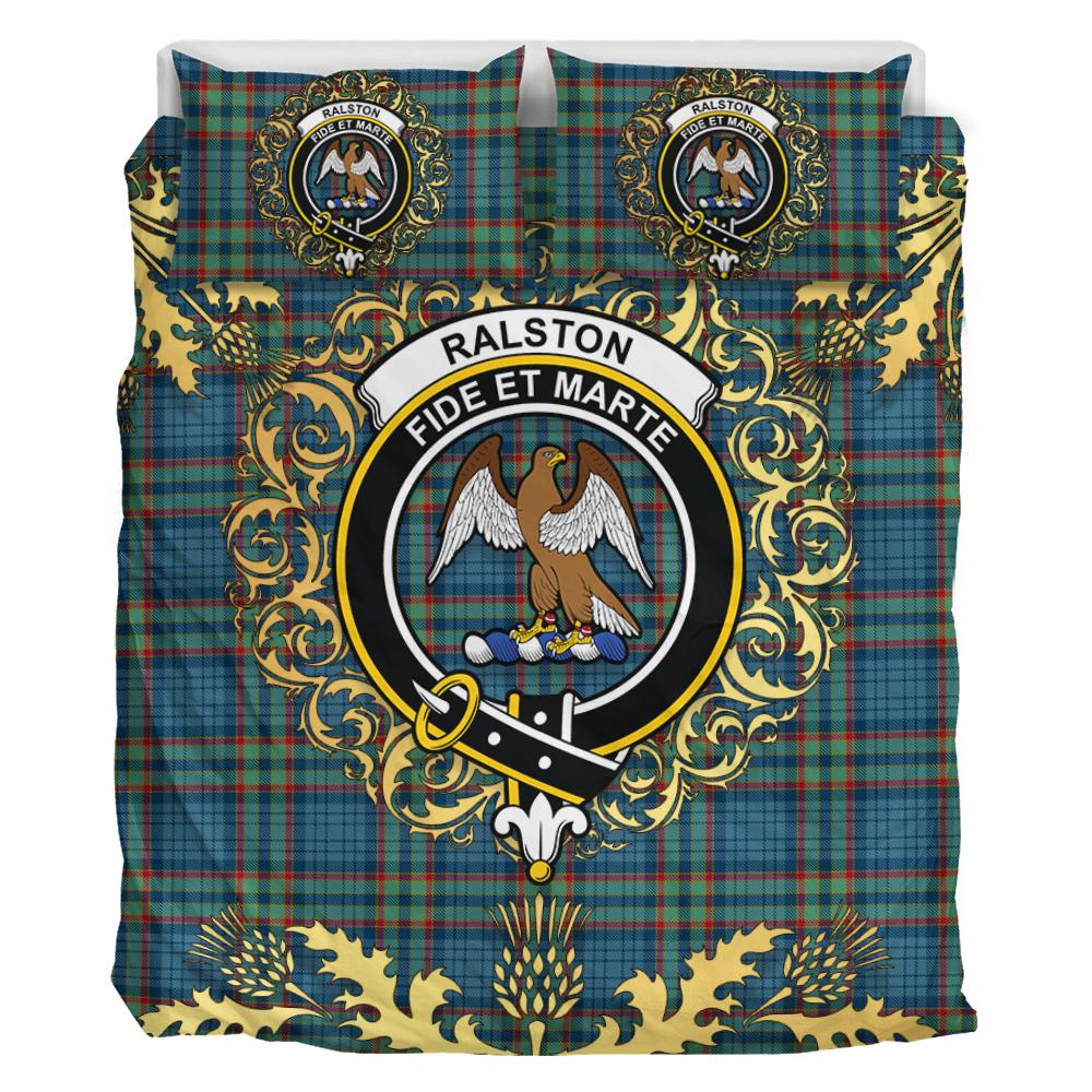 Ralston Tartan Crest Bedding Set - Golden Thistle Style