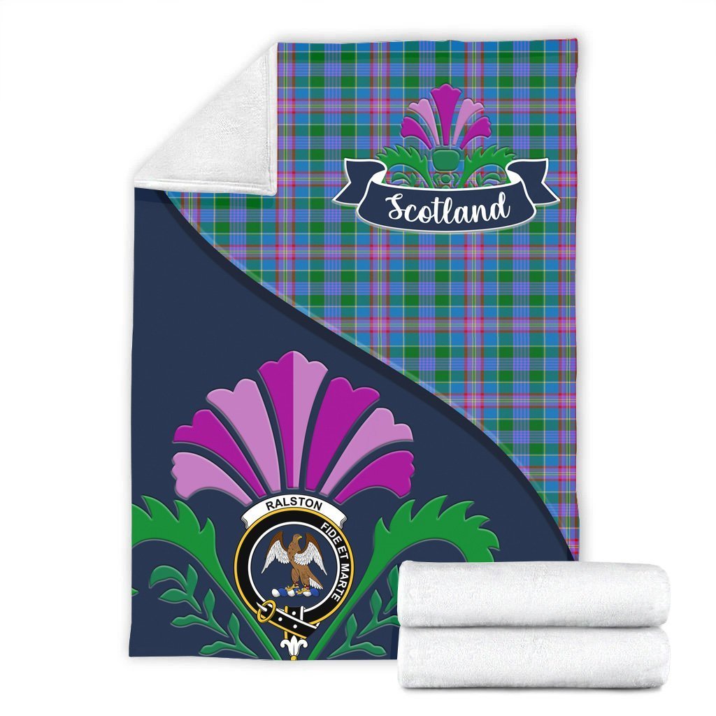 Ralston Tartan Crest Premium Blanket - Thistle Style