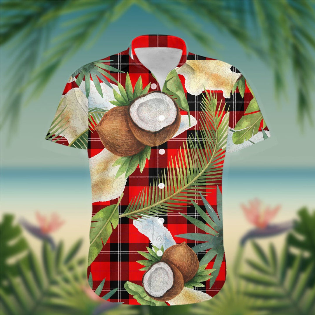 Ramsay Tartan Hawaiian Shirt Hibiscus, Coconut, Parrot, Pineapple - Tropical Garden Shirt