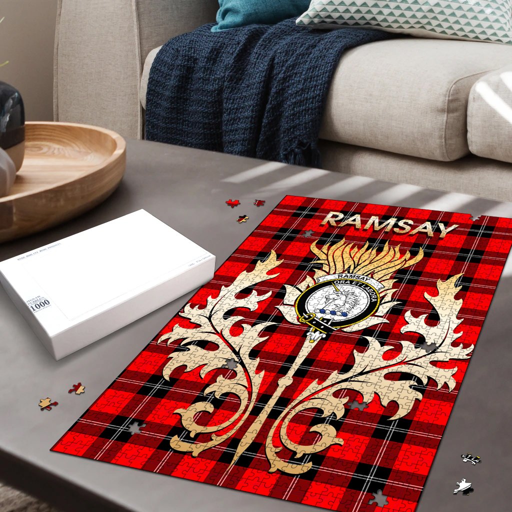 Ramsay Modern Tartan Crest Thistle Jigsaw Puzzles