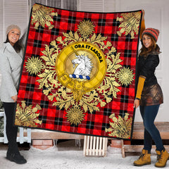 Ramsay Modern Tartan Crest Premium Quilt - Gold Thistle Style