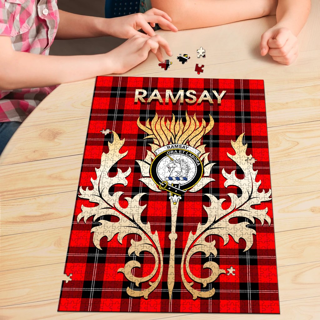 Ramsay Modern Tartan Crest Thistle Jigsaw Puzzles