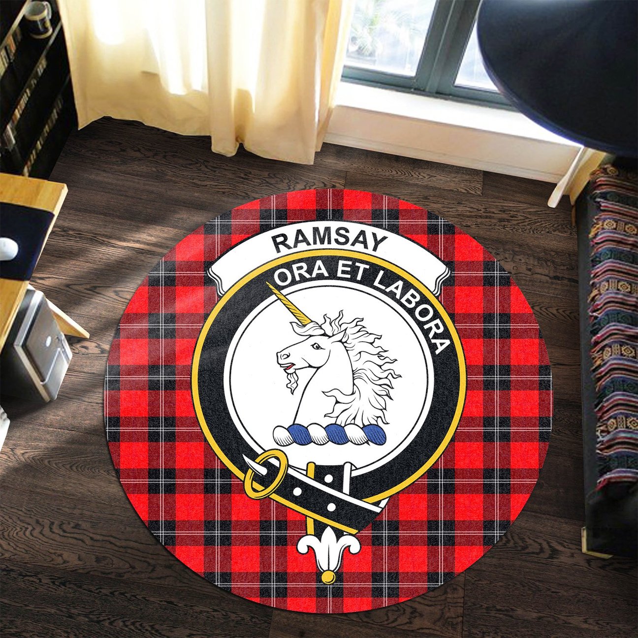 Ramsay Modern Tartan Crest Round Rug