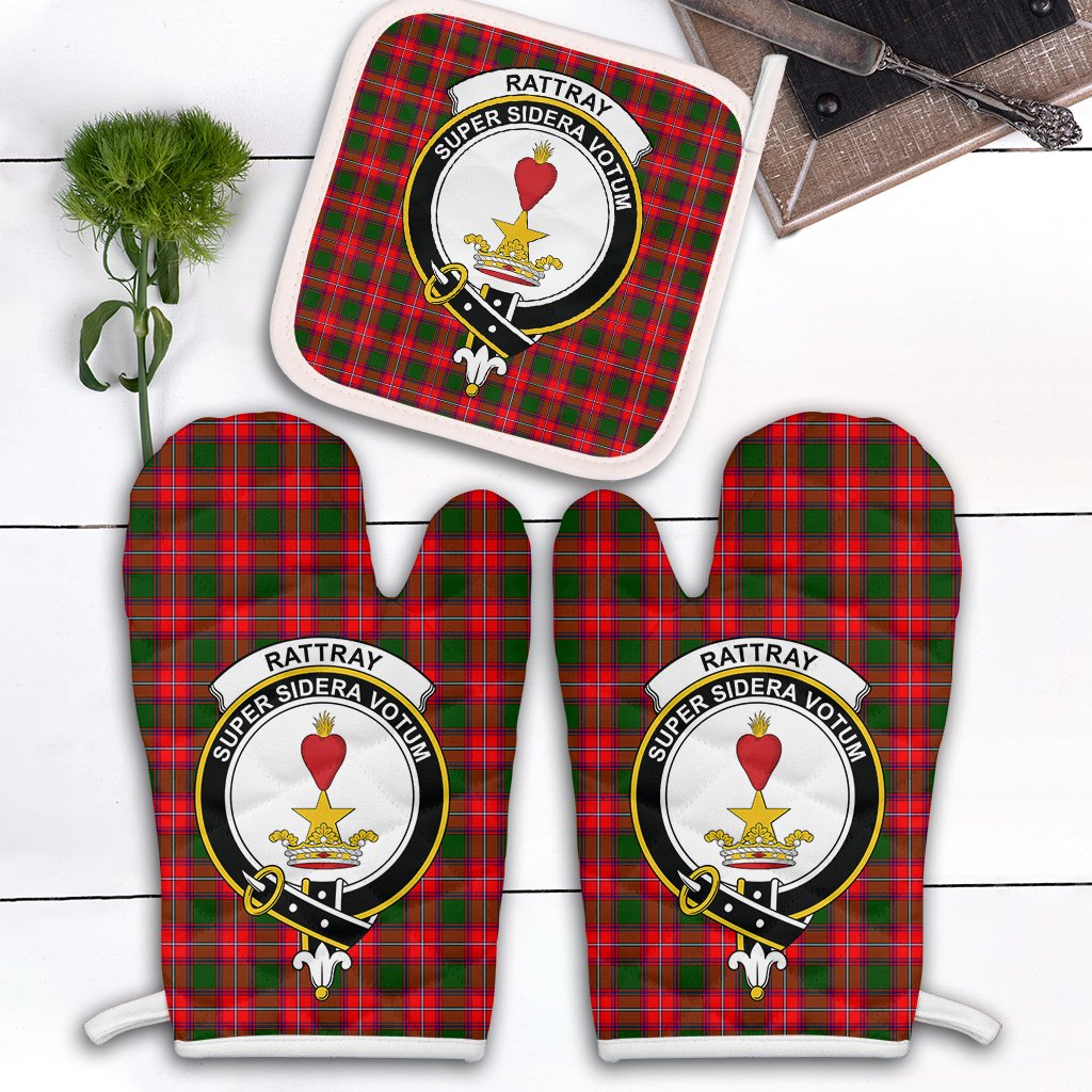 Rattray Modern Tartan Crest Oven Mitt And Pot Holder (2 Oven Mitts + 1 Pot Holder)