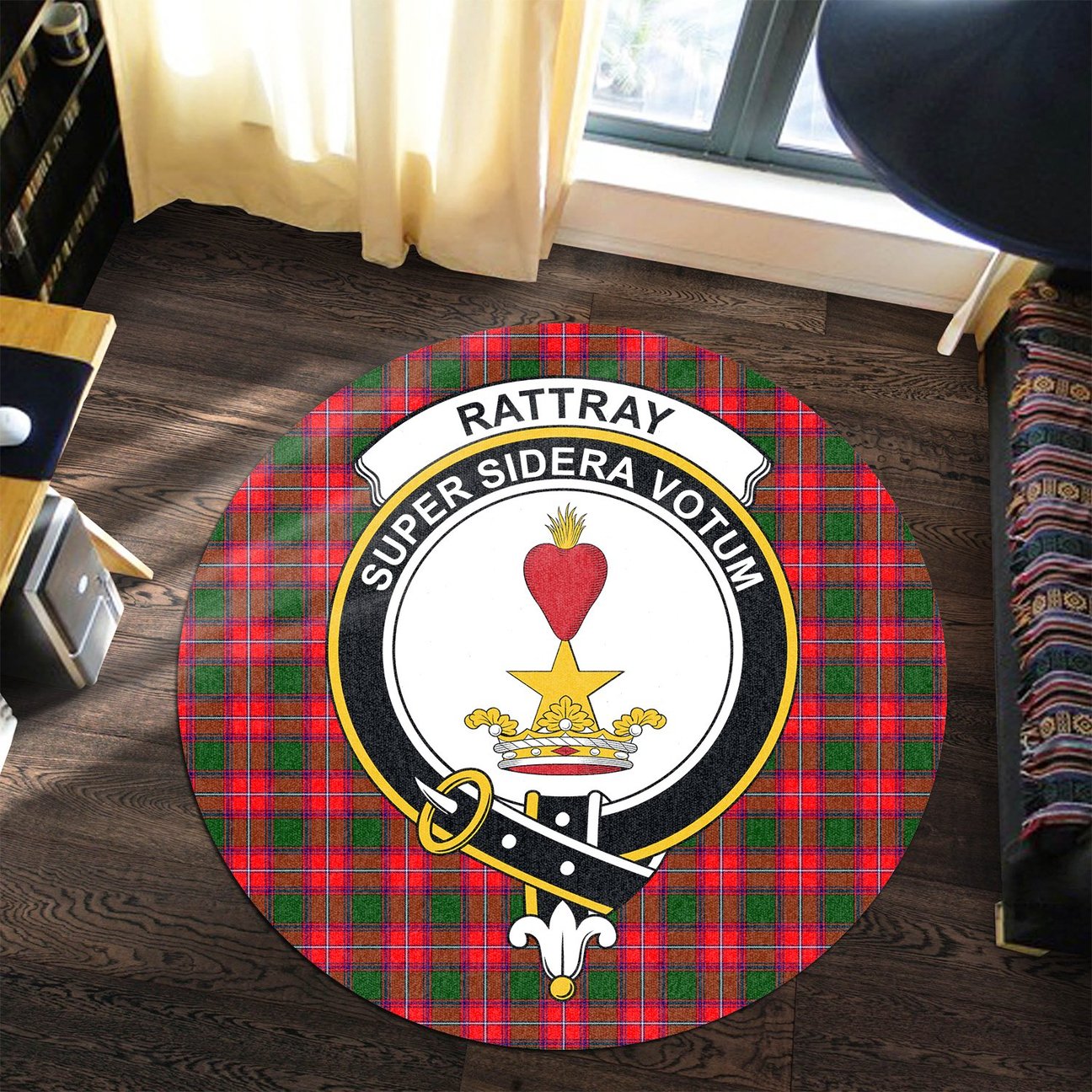 Rattray Modern Tartan Crest Round Rug