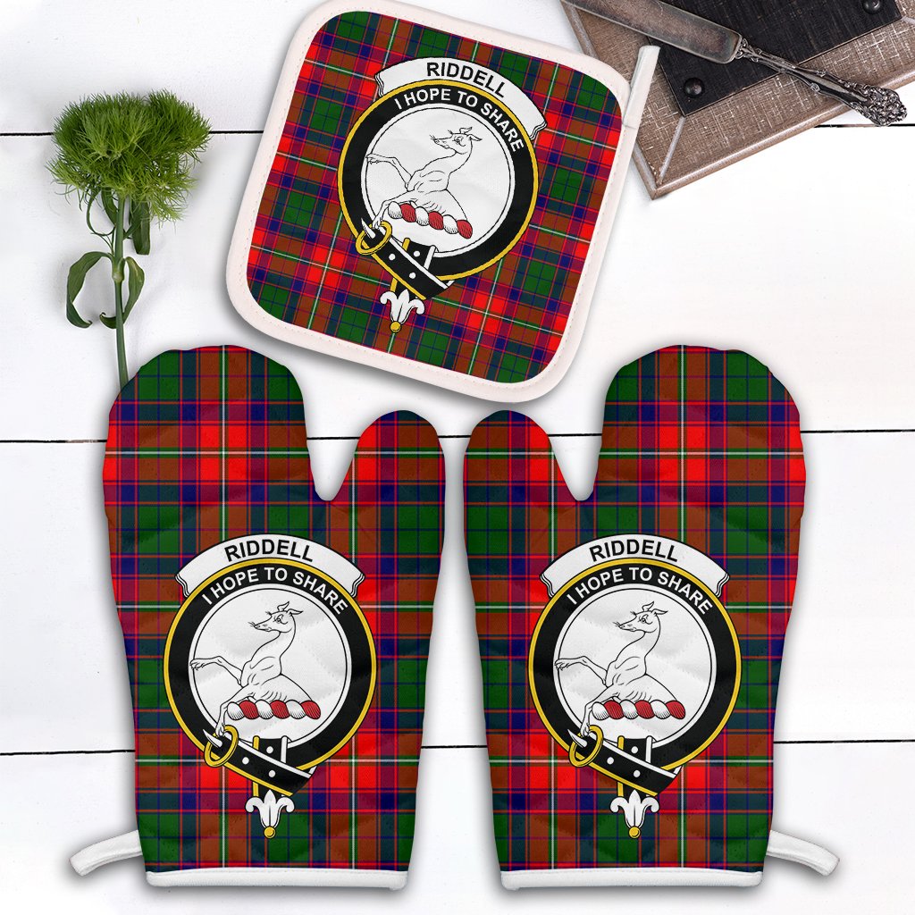 Riddell Tartan Crest Oven Mitt And Pot Holder (2 Oven Mitts + 1 Pot Holder)