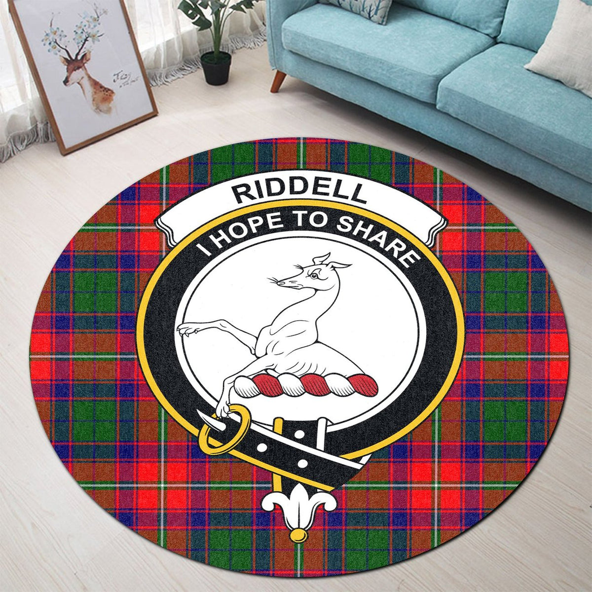 Riddell Tartan Crest Round Rug