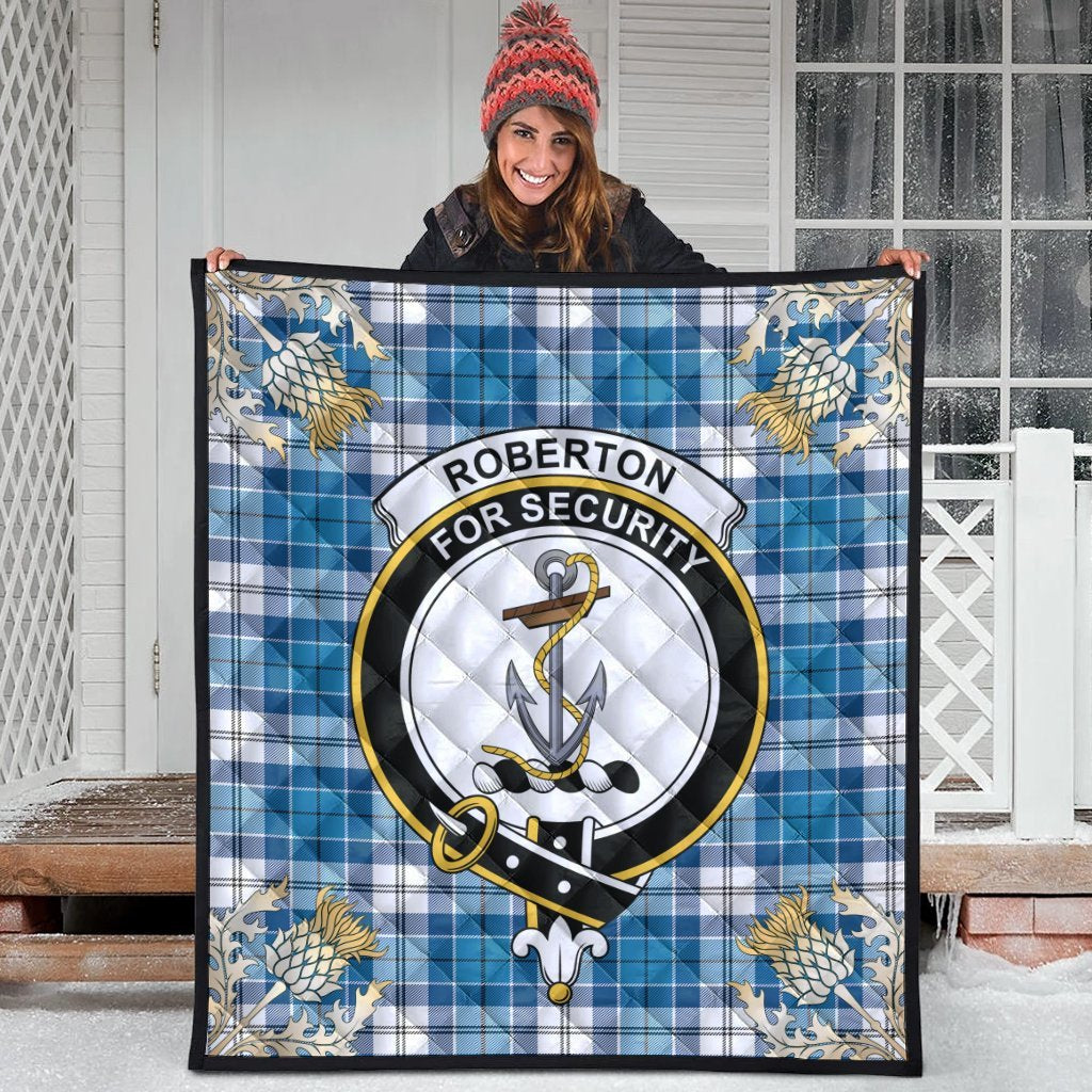 Roberton Tartan Crest Premium Quilt - Gold Thistle Style