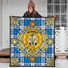 Roberton Tartan Crest Premium Quilt - Gold Thistle Style