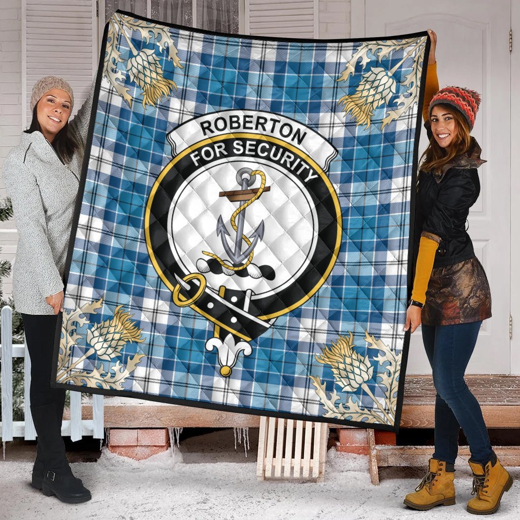 Roberton Tartan Crest Premium Quilt - Gold Thistle Style