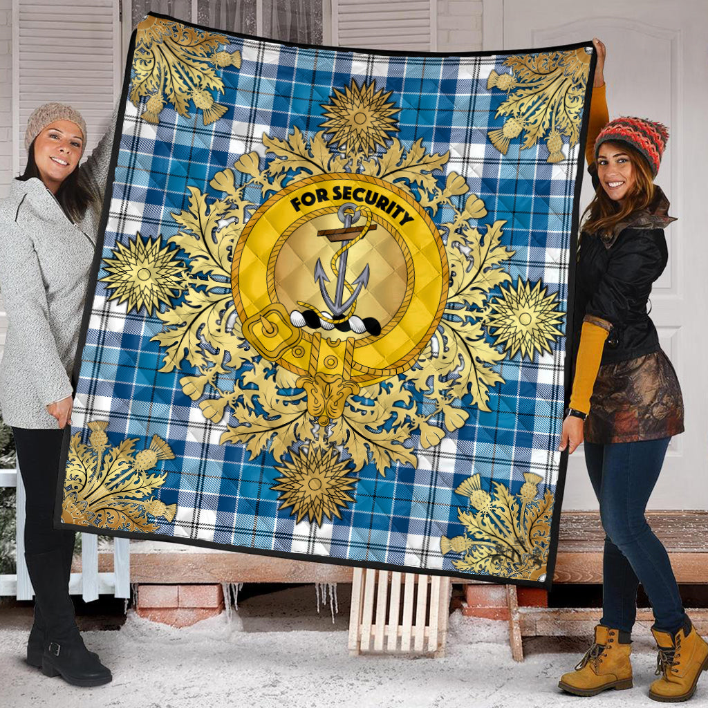 Roberton Tartan Crest Premium Quilt - Gold Thistle Style