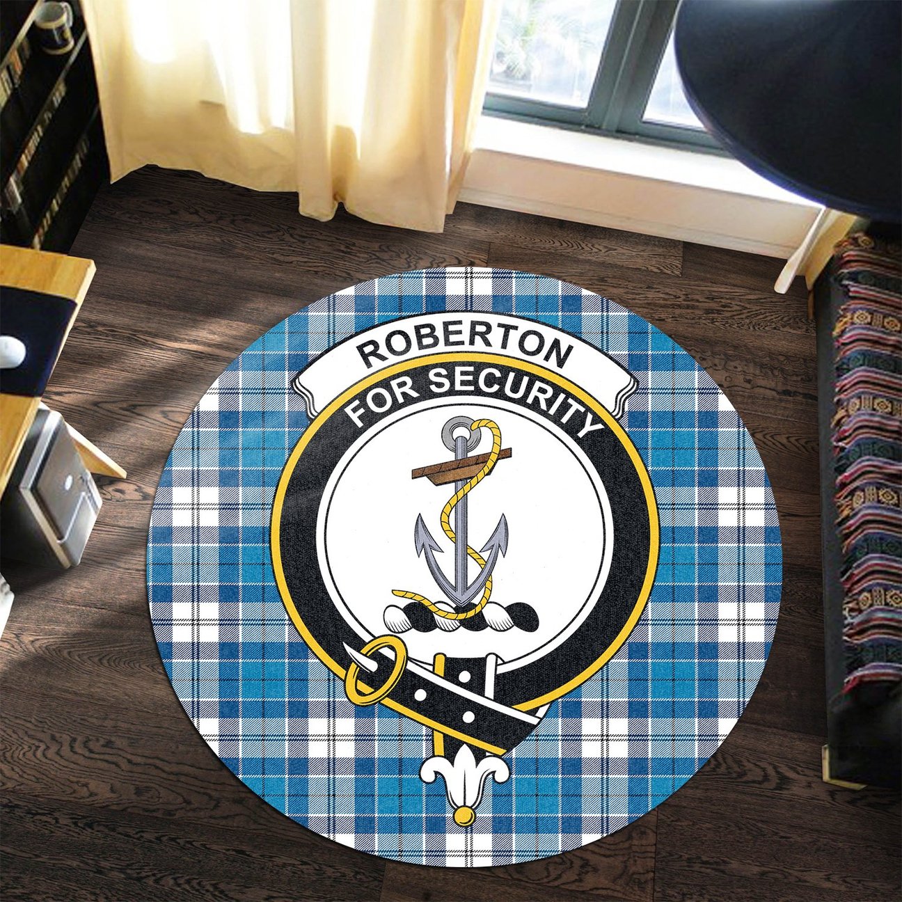 Roberton Tartan Crest Round Rug