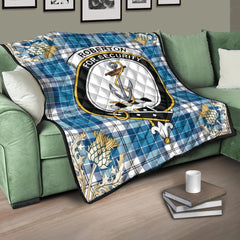 Roberton Tartan Crest Premium Quilt - Gold Thistle Style