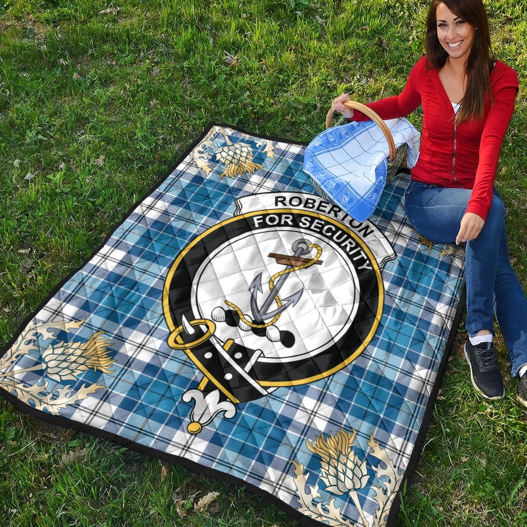 Roberton Tartan Crest Premium Quilt - Gold Thistle Style