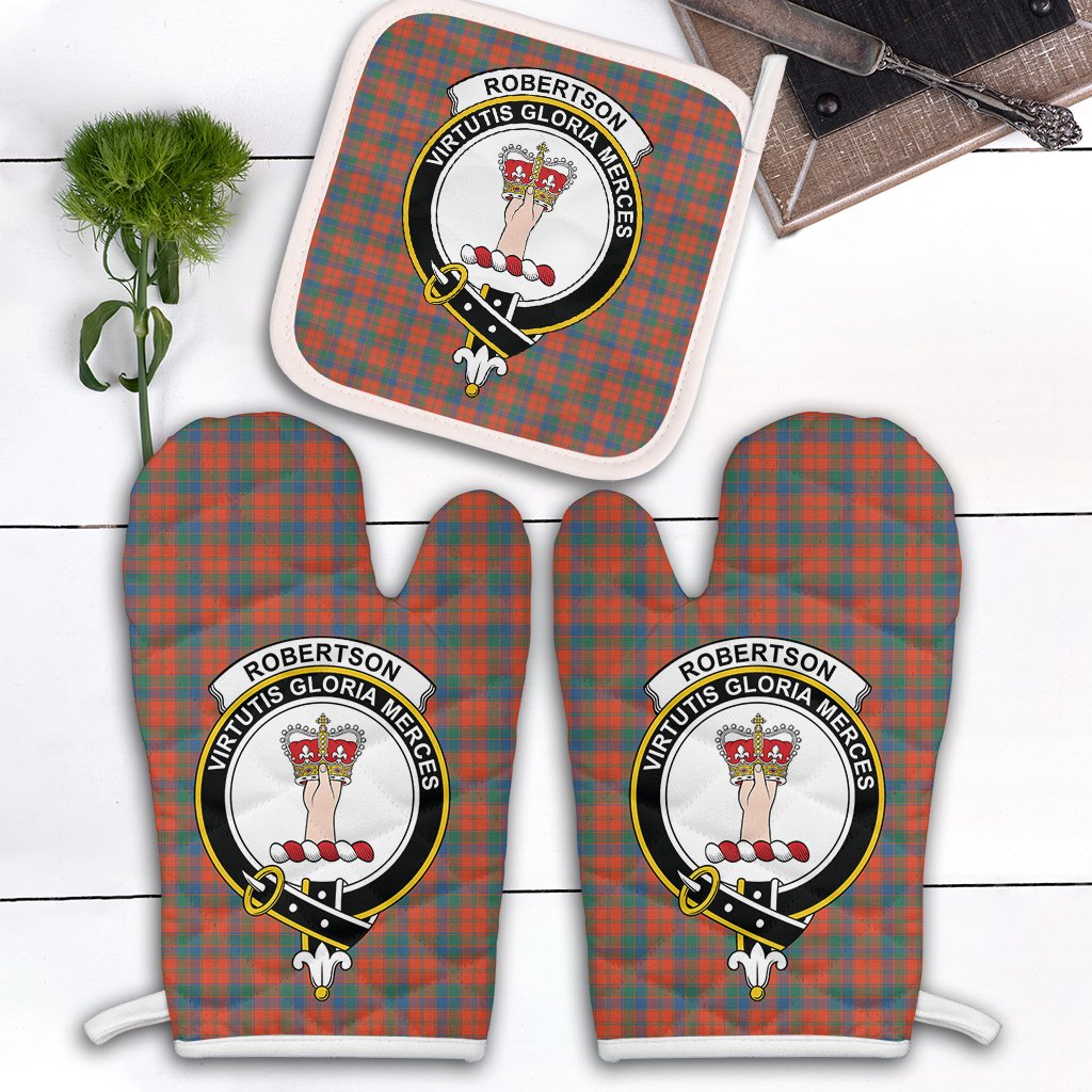 Robertson Ancient Tartan Crest Oven Mitt And Pot Holder (2 Oven Mitts + 1 Pot Holder)