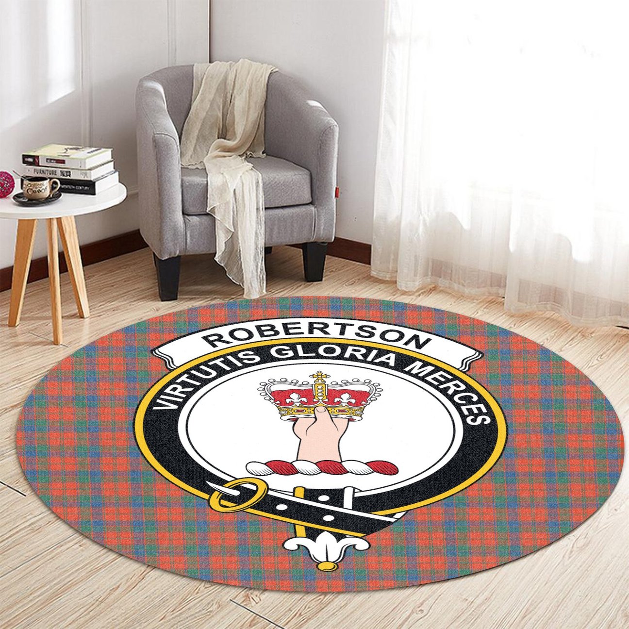 Robertson Ancient Tartan Crest Round Rug