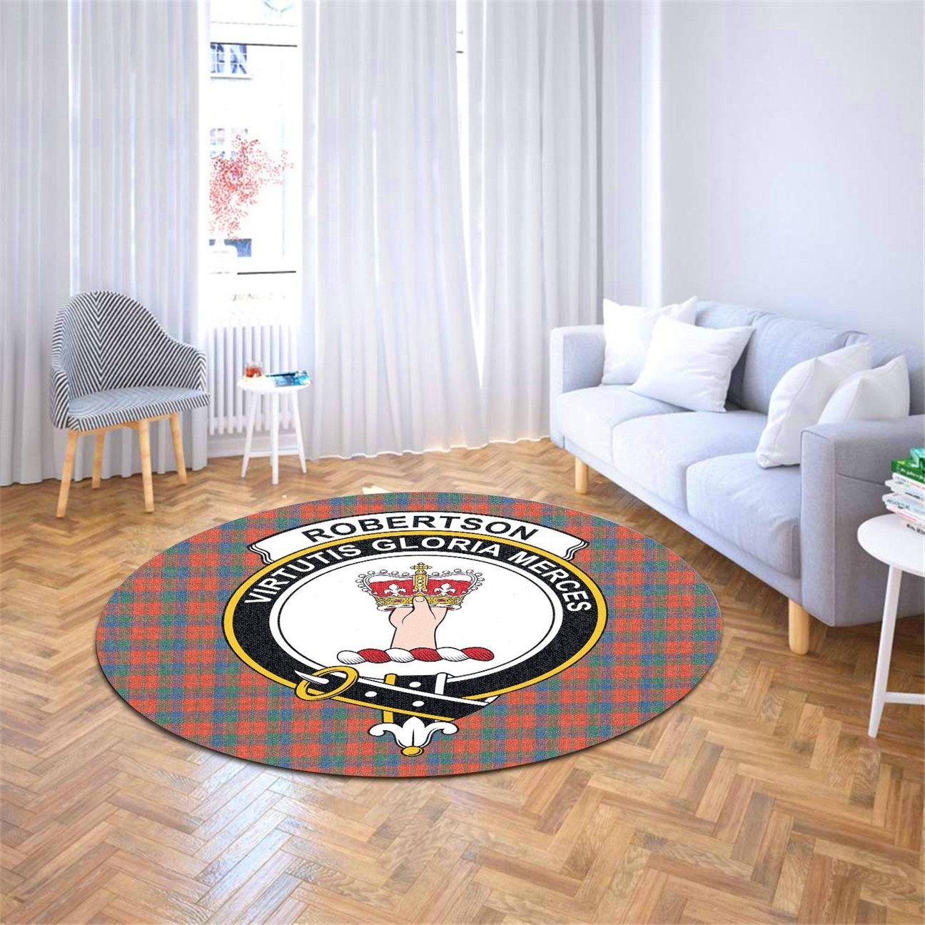 Robertson Ancient Tartan Crest Round Rug