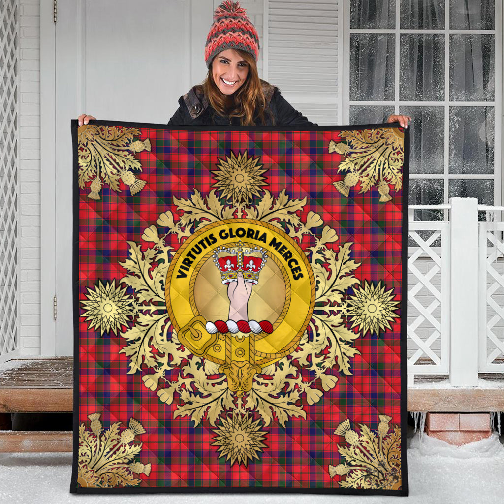 Robertson Modern Tartan Crest Premium Quilt - Gold Thistle Style