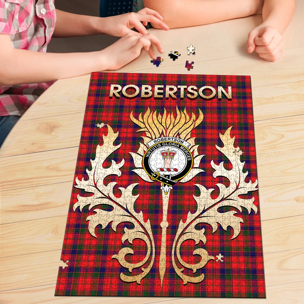 Robertson Modern Tartan Crest Thistle Jigsaw Puzzles