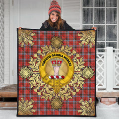 Robertson Weathered Tartan Crest Premium Quilt - Gold Thistle Style