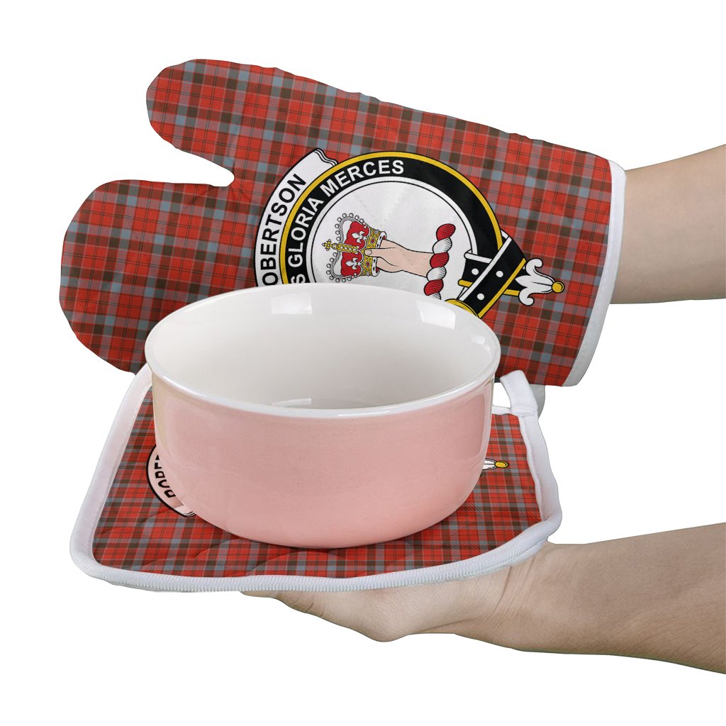 Robertson Weathered Tartan Crest Oven Mitt And Pot Holder (2 Oven Mitts + 1 Pot Holder)