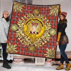 Robertson Weathered Tartan Crest Premium Quilt - Gold Thistle Style