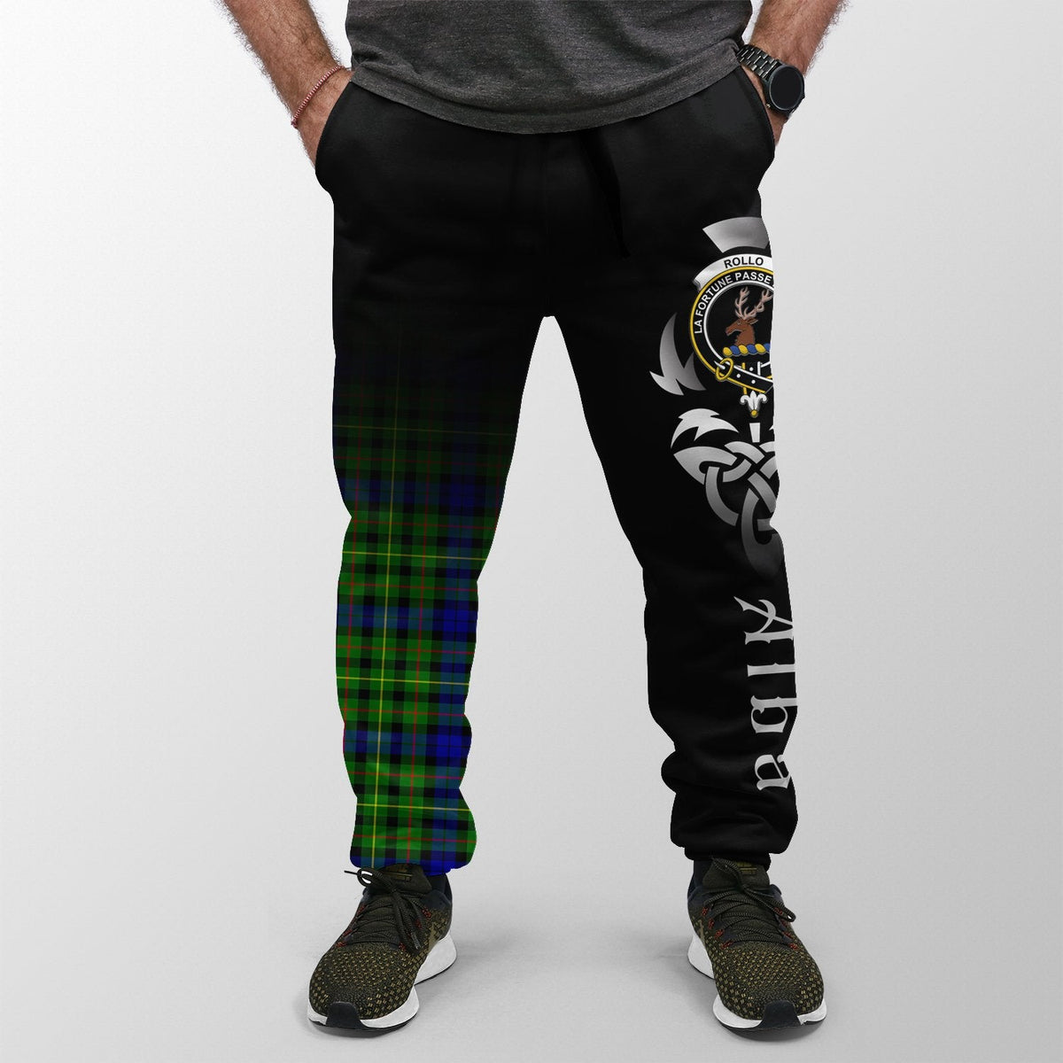 Rollo Modern Tartan Crest Jogger Sweatpants - Alba Celtic Style