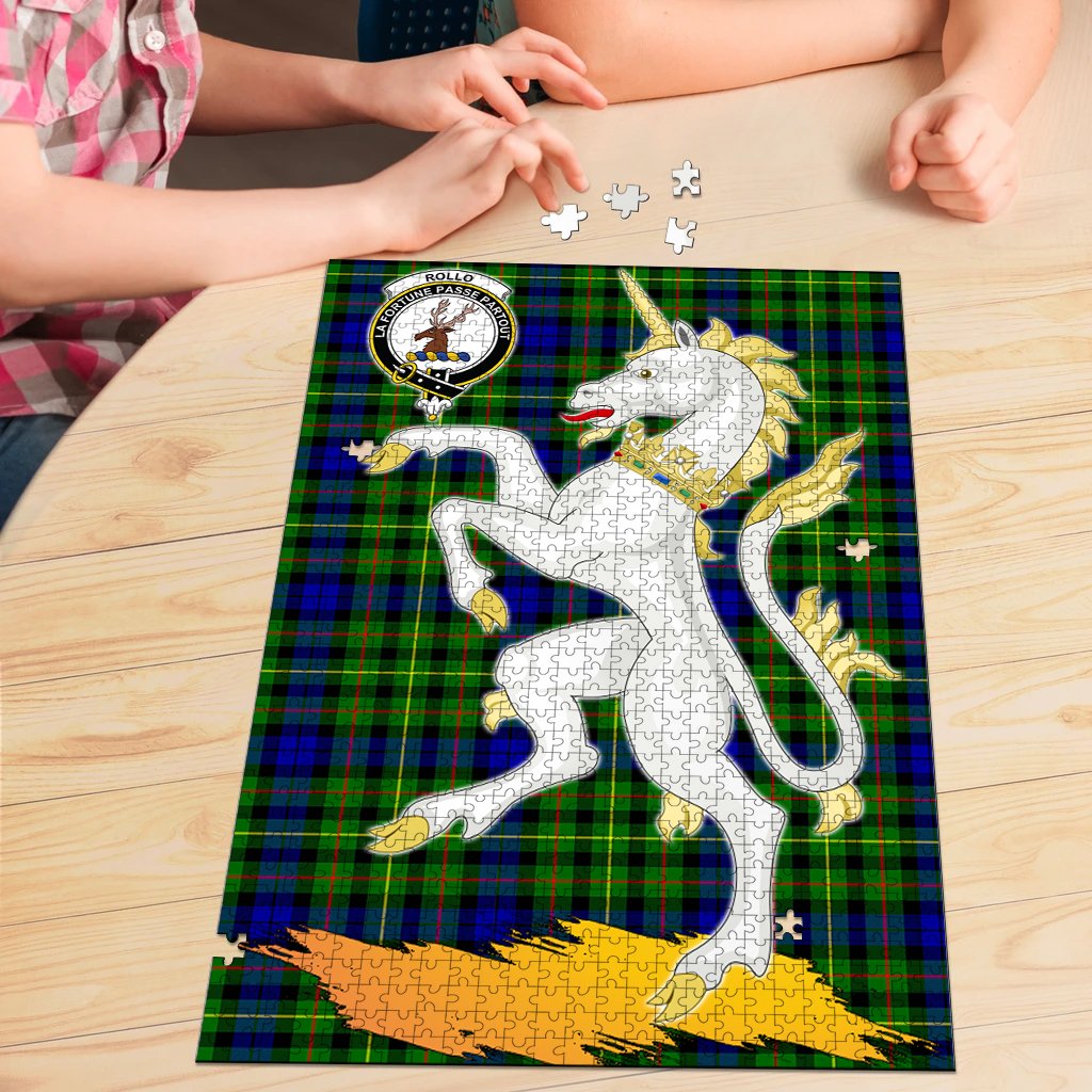 Rollo Modern Tartan Crest Unicorn Scotland Jigsaw Puzzles