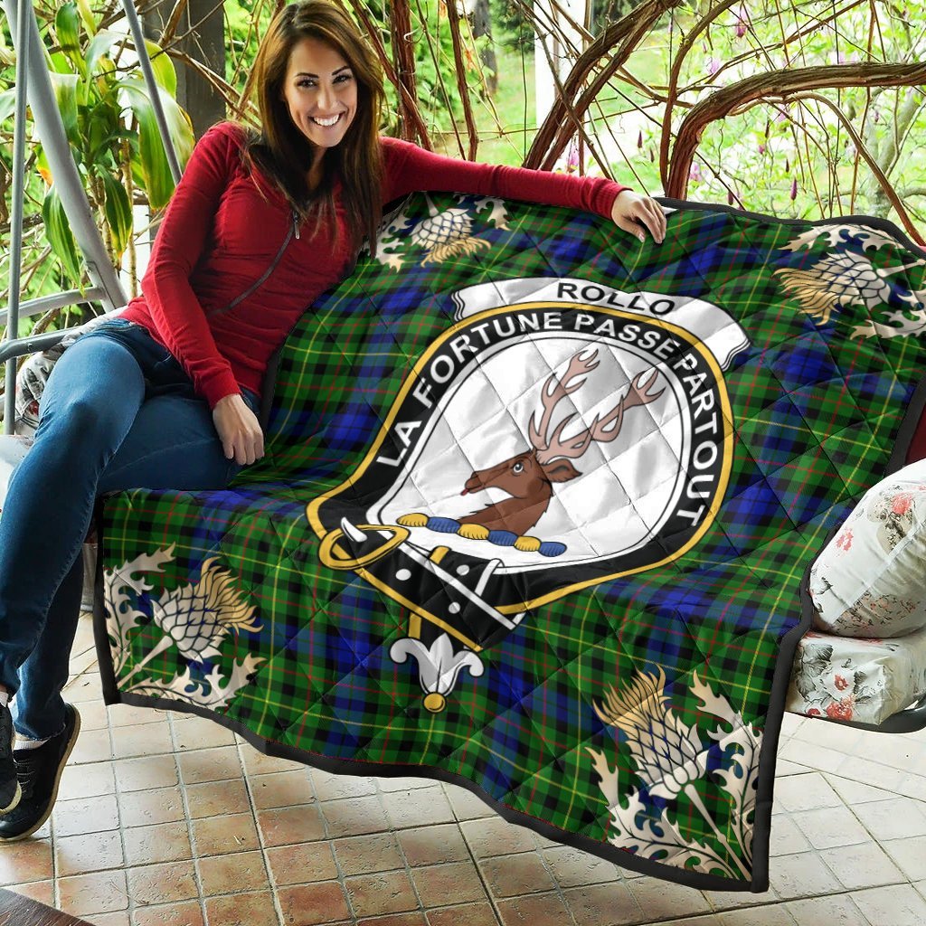 Rollo Modern Tartan Crest Premium Quilt - Gold Thistle Style