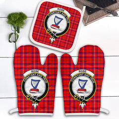 Rose Modern Tartan Crest Oven Mitt And Pot Holder (2 Oven Mitts + 1 Pot Holder)