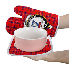 Rose Modern Tartan Crest Oven Mitt And Pot Holder (2 Oven Mitts + 1 Pot Holder)