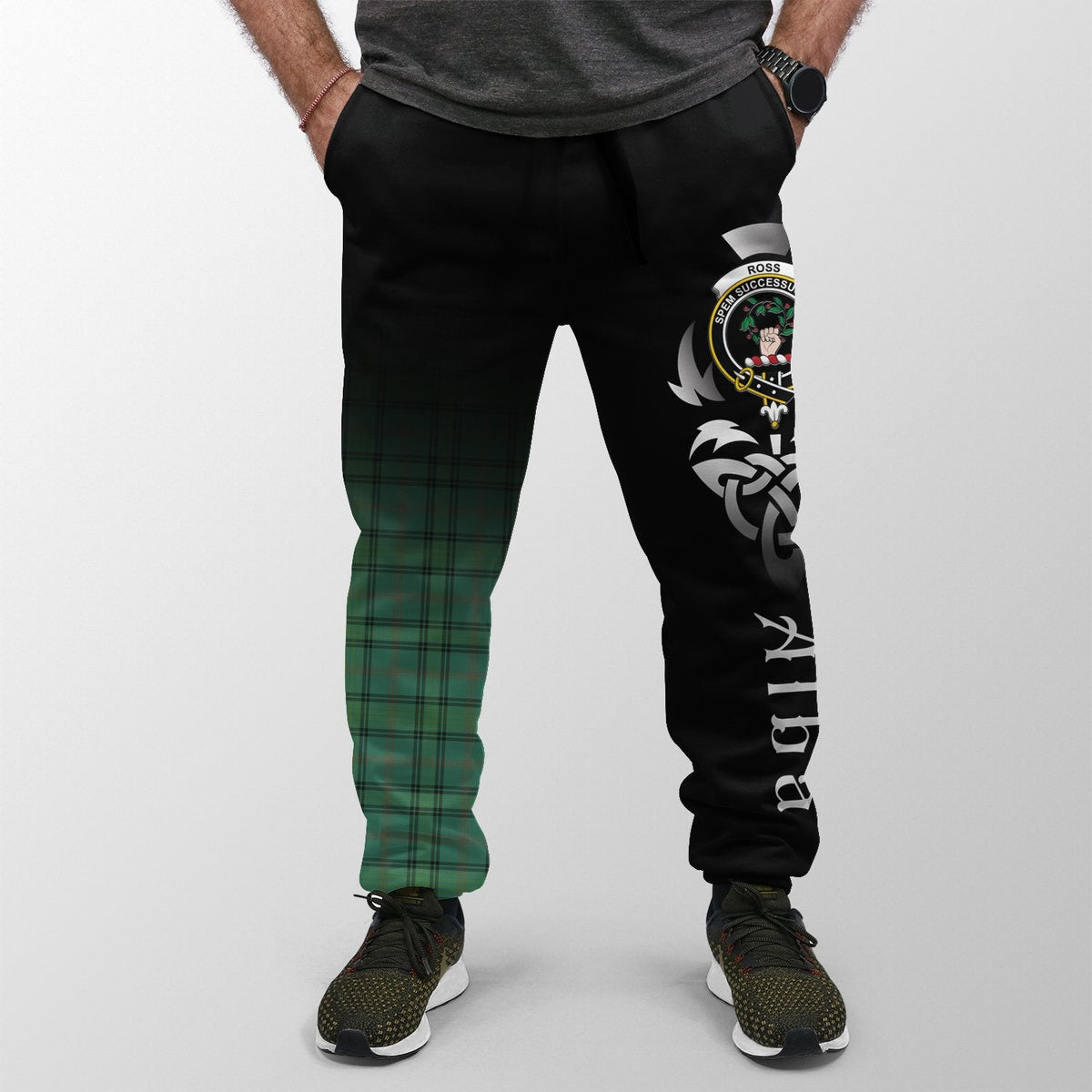 Ross Hunting Ancient Tartan Crest Jogger Sweatpants - Alba Celtic Style