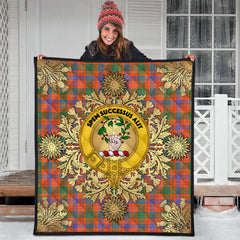 Ross Ancient Tartan Crest Premium Quilt - Gold Thistle Style