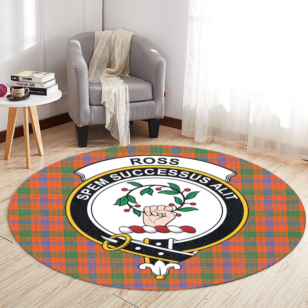 Ross Ancient Tartan Crest Round Rug