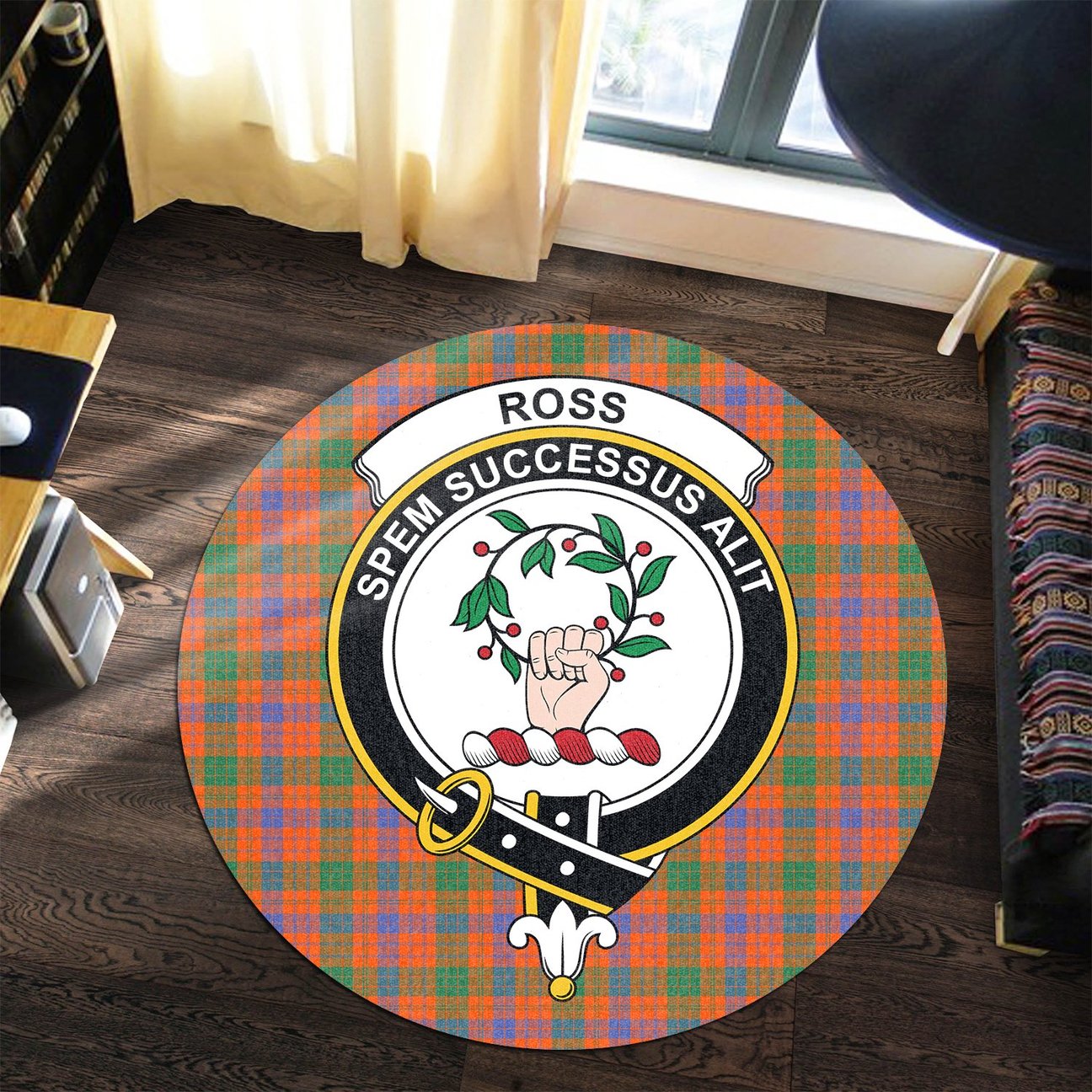 Ross Ancient Tartan Crest Round Rug