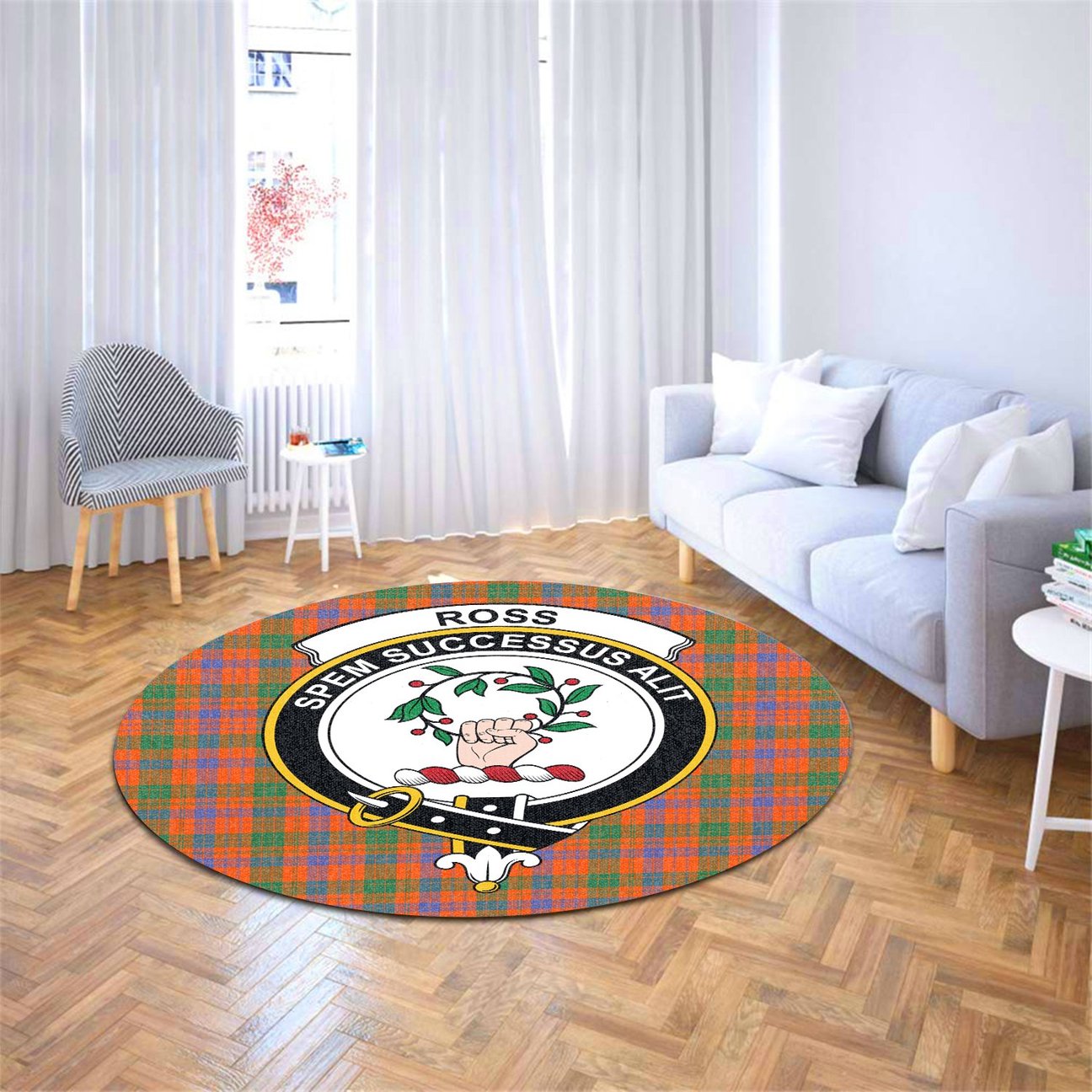 Ross Ancient Tartan Crest Round Rug