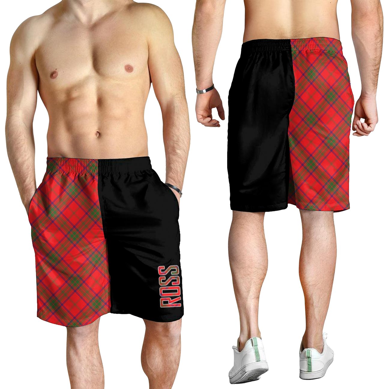 Ross Modern Tartan Crest Men's Short - Cross Style