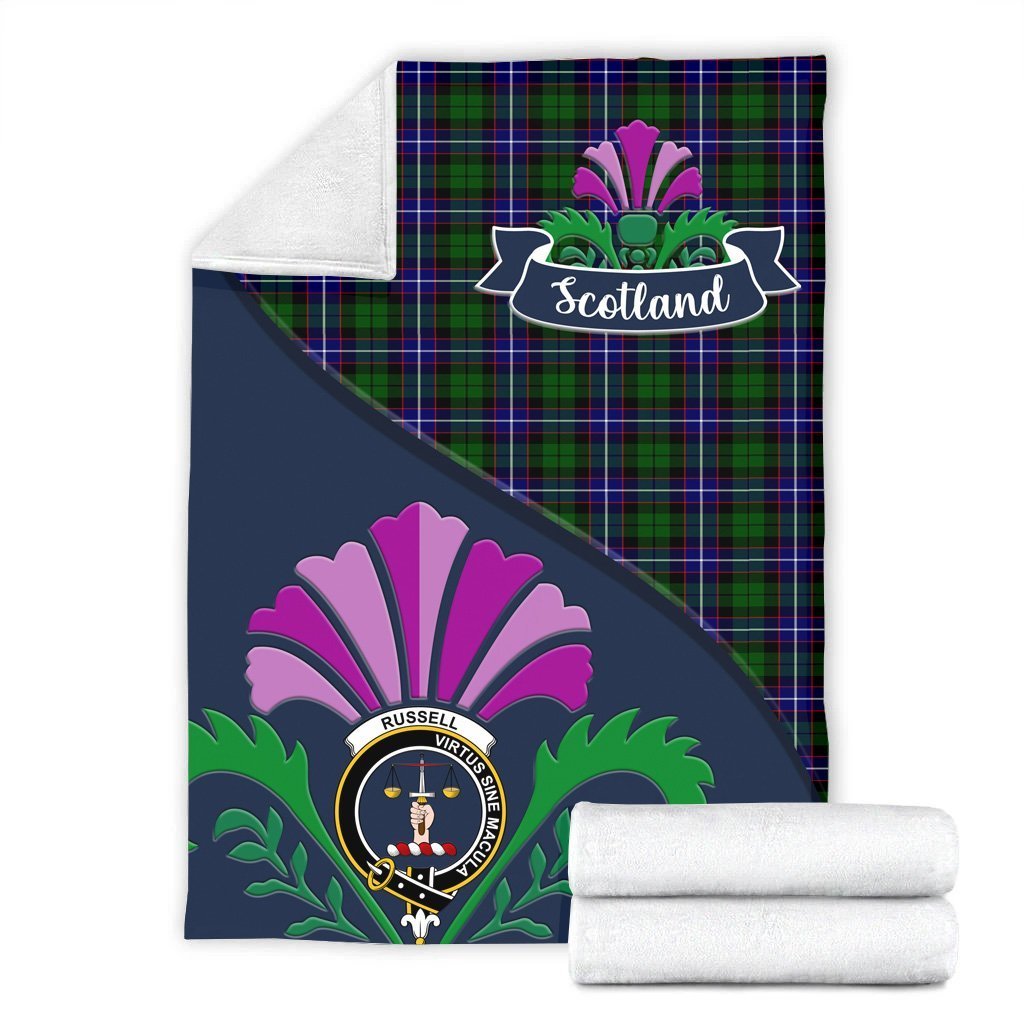 Russell Tartan Crest Premium Blanket - Thistle Style