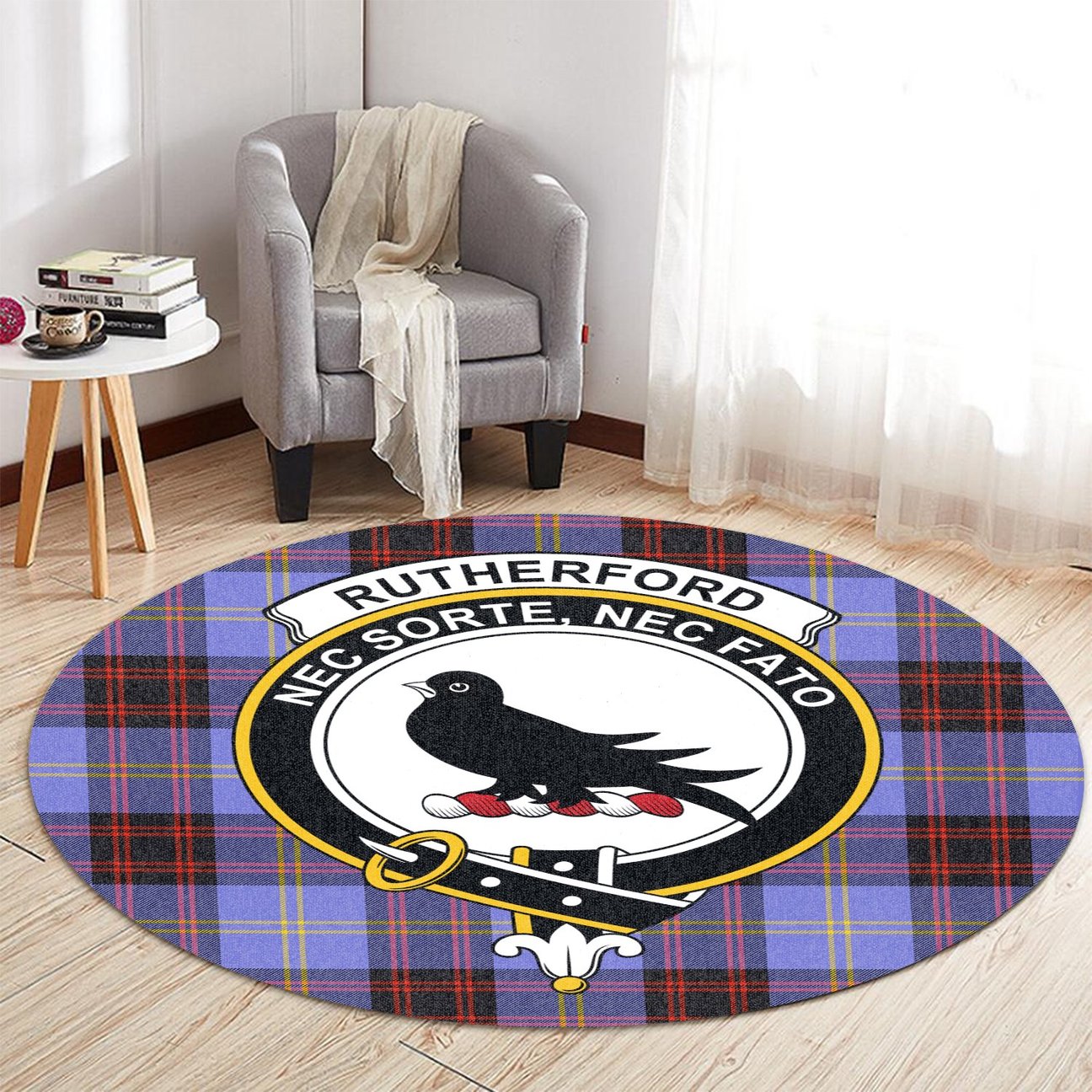 Rutherford Tartan Crest Round Rug