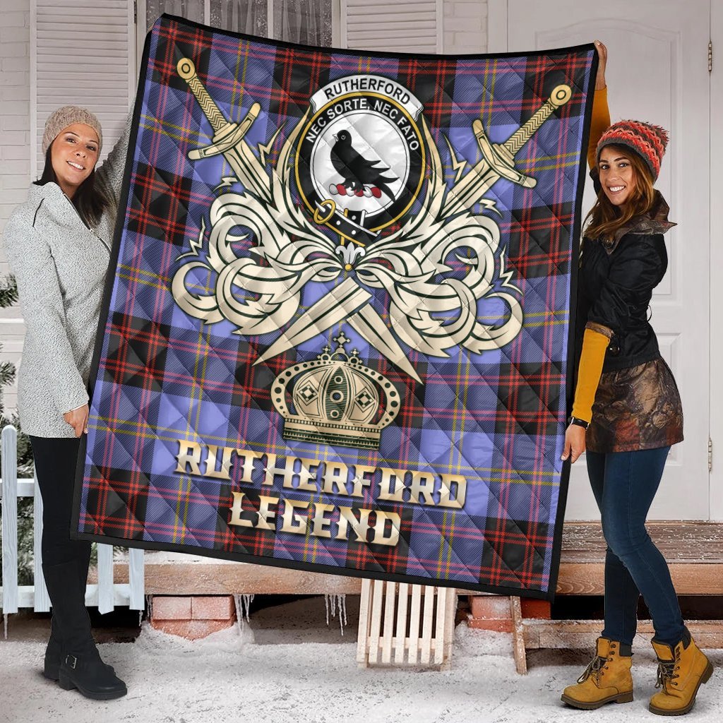 Rutherford Tartan Crest Legend Gold Royal Premium Quilt