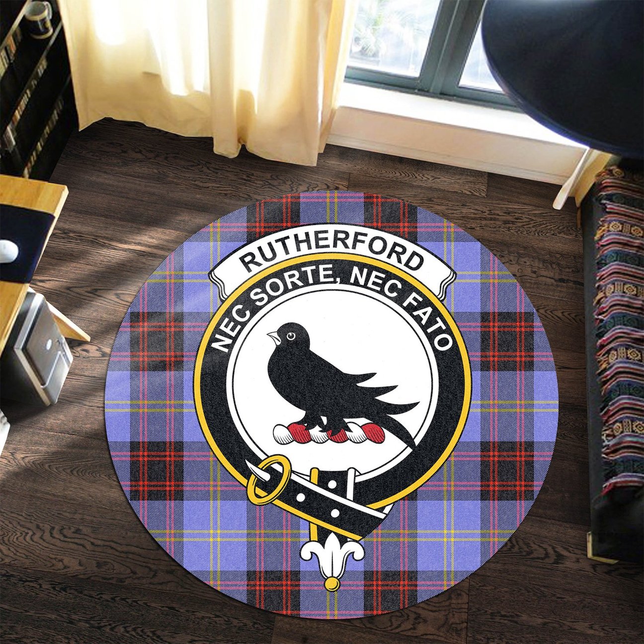 Rutherford Tartan Crest Round Rug