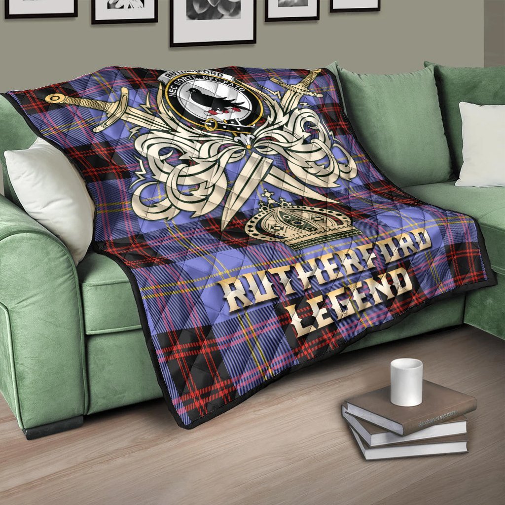 Rutherford Tartan Crest Legend Gold Royal Premium Quilt