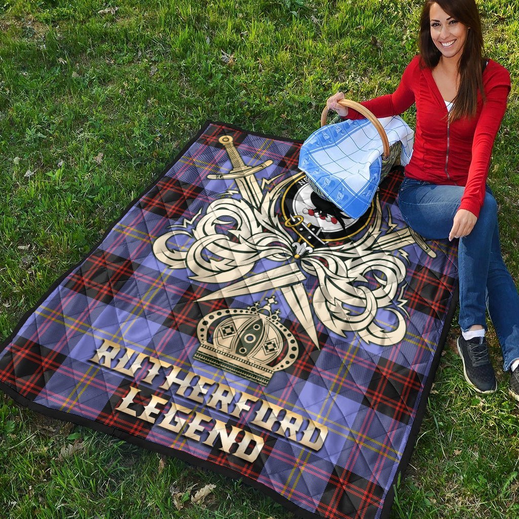 Rutherford Tartan Crest Legend Gold Royal Premium Quilt