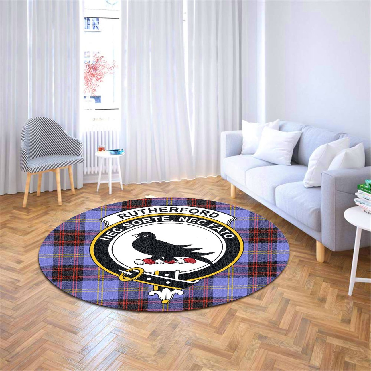 Rutherford Tartan Crest Round Rug