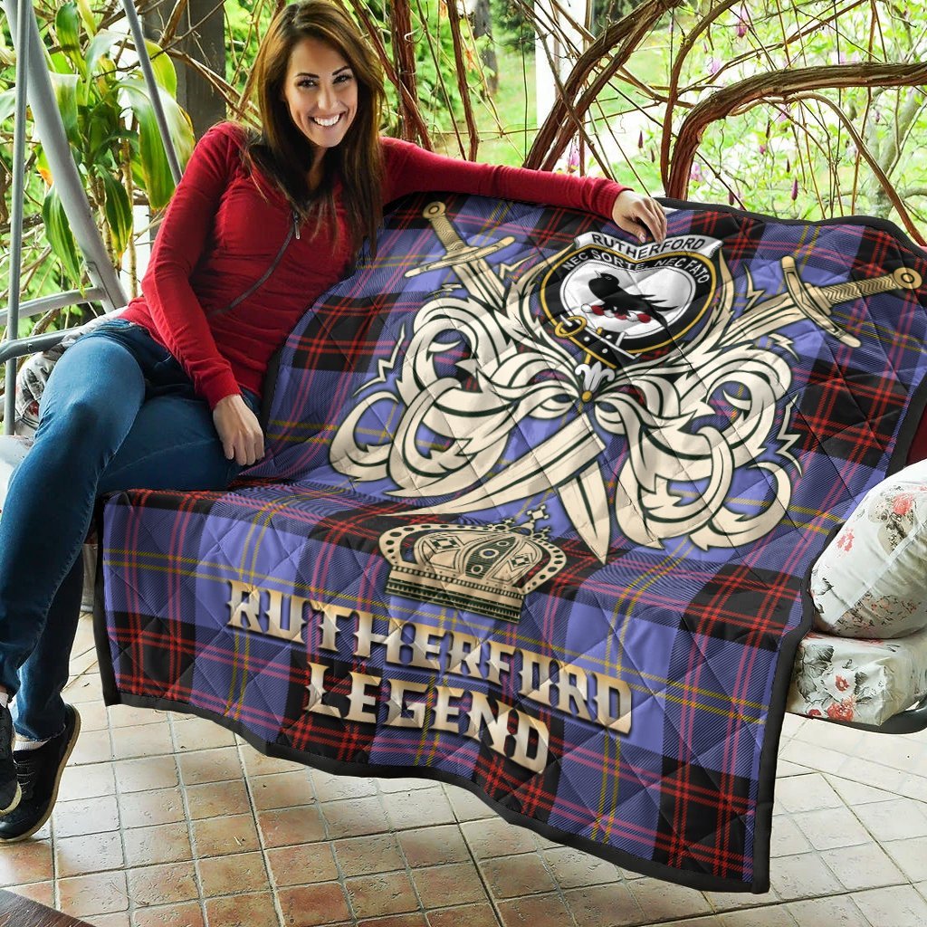 Rutherford Tartan Crest Legend Gold Royal Premium Quilt