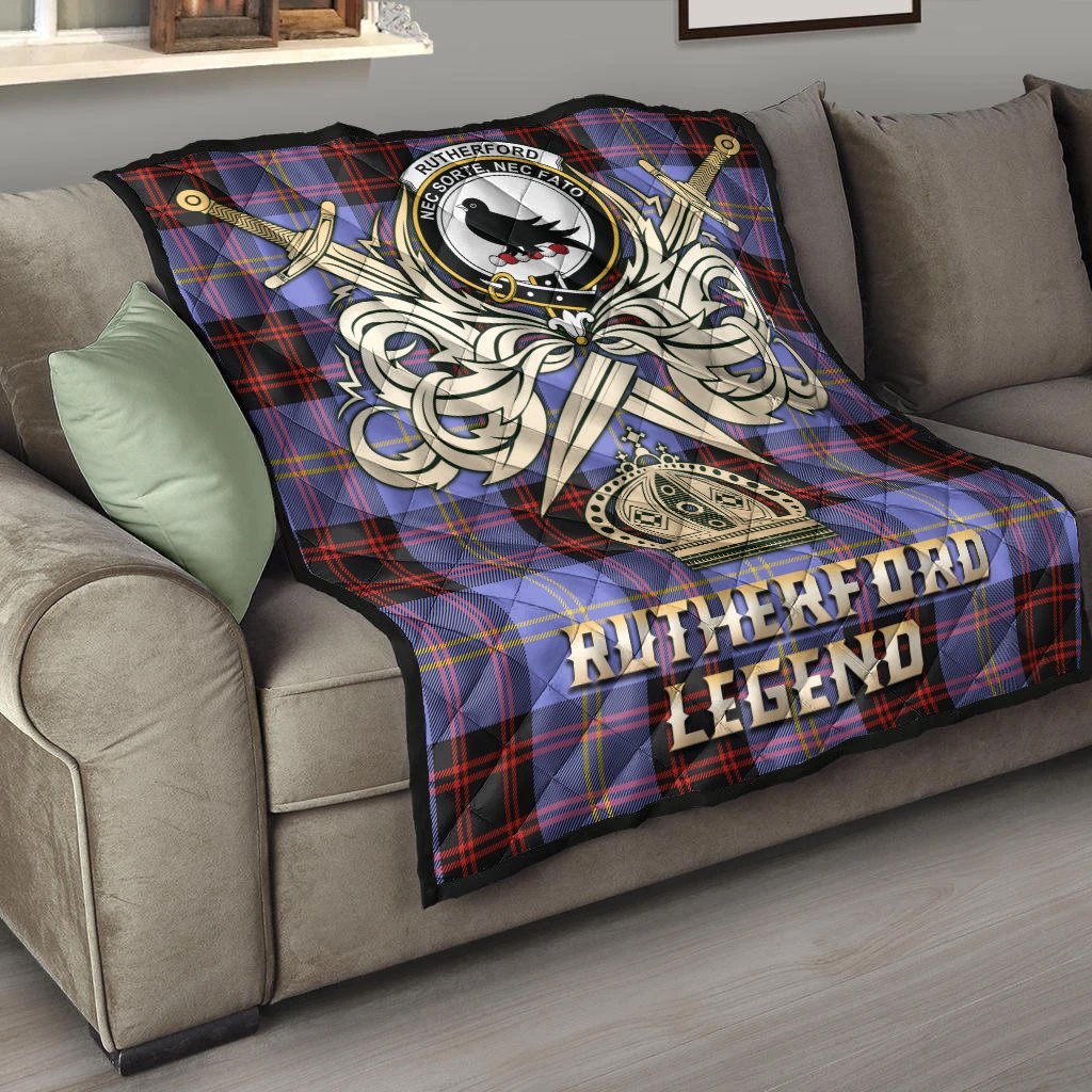 Rutherford Tartan Crest Legend Gold Royal Premium Quilt