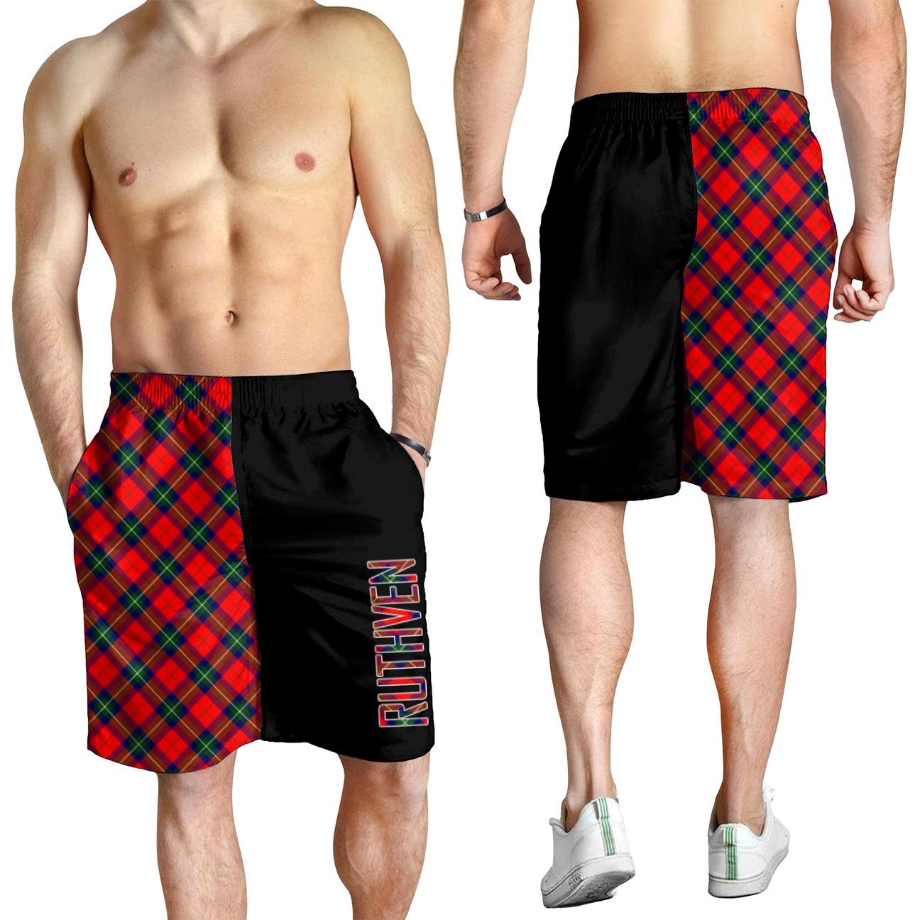 Ruthven Modern Tartan Crest Men's Short - Cross Style