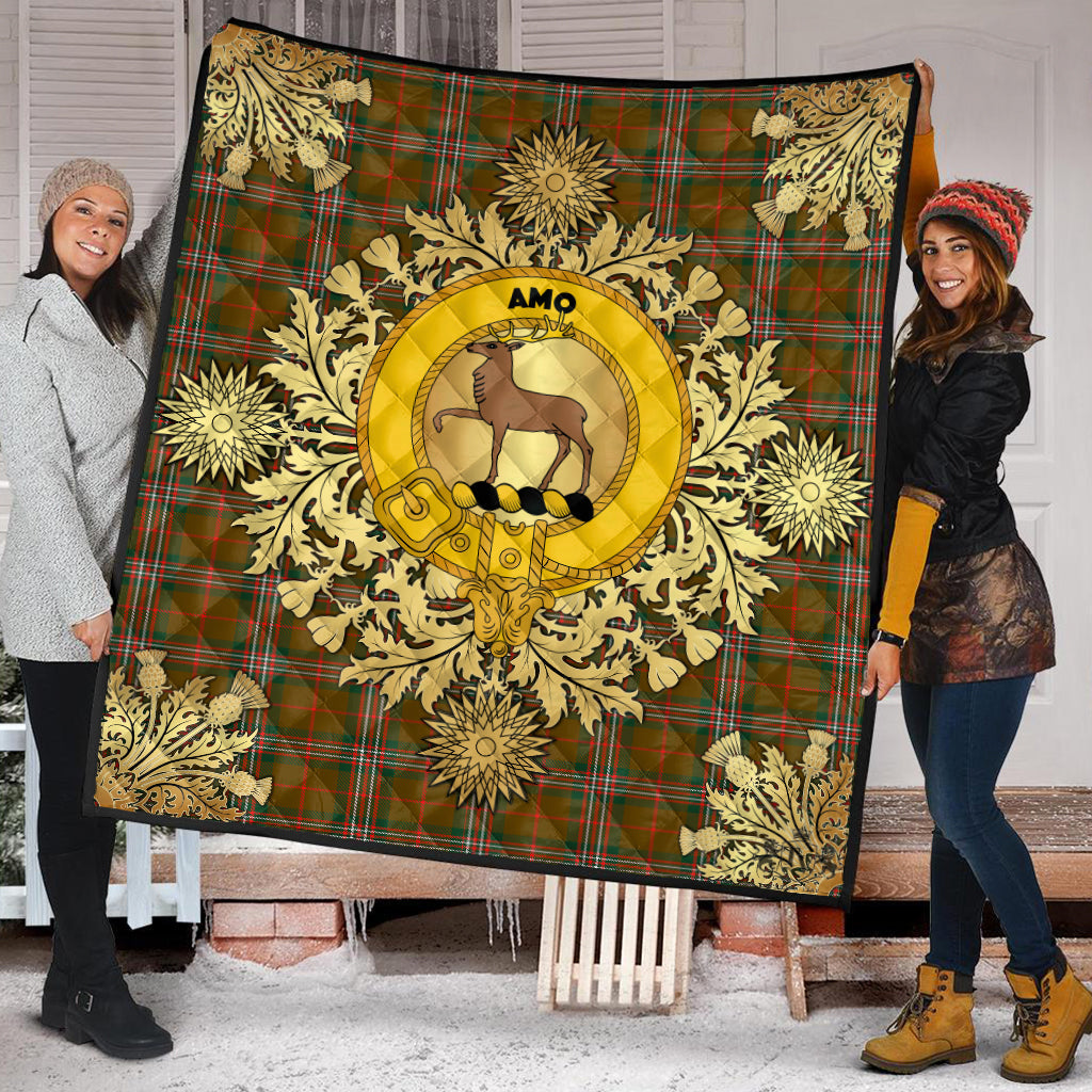 Scott Brown Modern Tartan Crest Premium Quilt - Gold Thistle Style