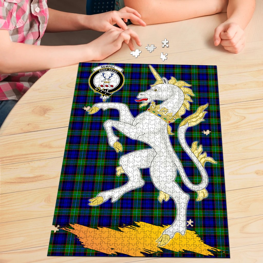 Sempill Modern Tartan Crest Unicorn Scotland Jigsaw Puzzles